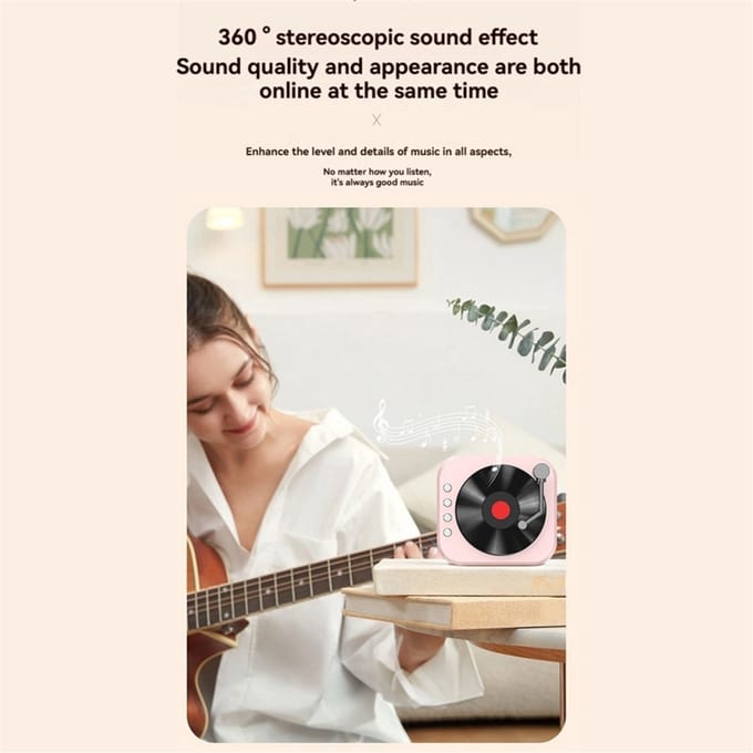 Retro Bluetooth 5.3-luidspreker Geschikt voor 2 microfoons en vinylplaat A