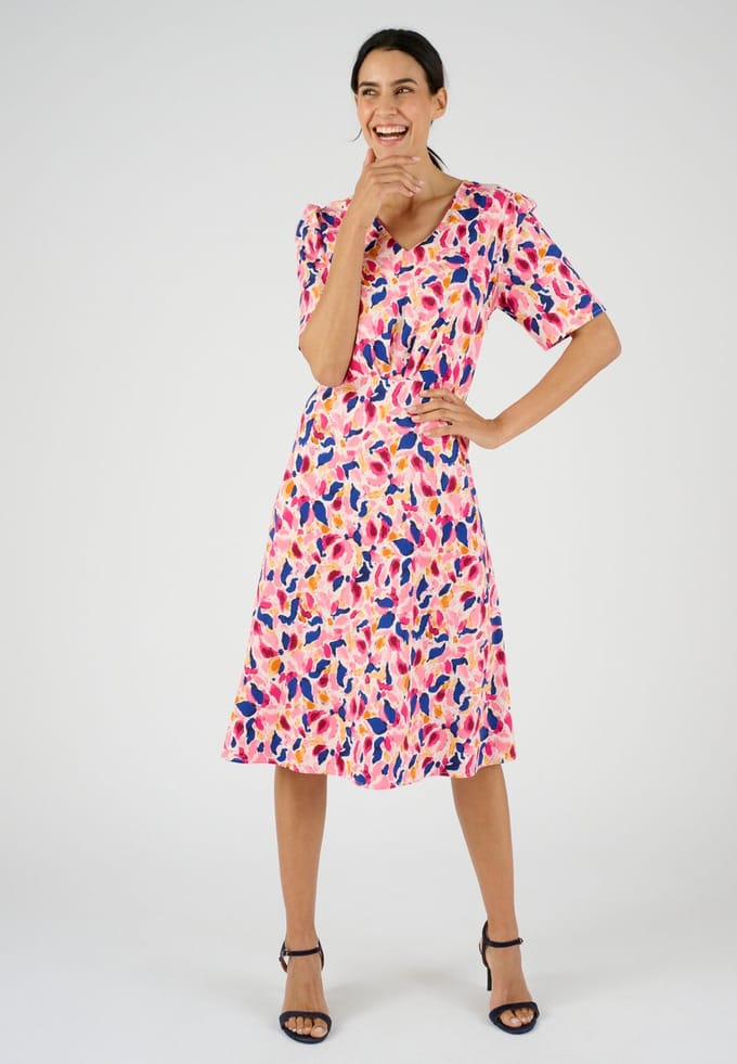 Damart - Jurk met brede plooi en gedrapeerd effect - Dames - Wit - 48