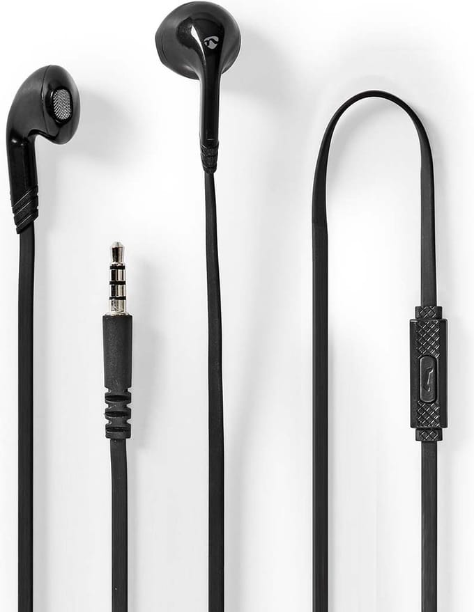 Nedis Bedrade Koptelefoon - 3,5 mm - Kabellengte: 1.20 m - Ingebouwde microfoon - Volumebediening - Zwart