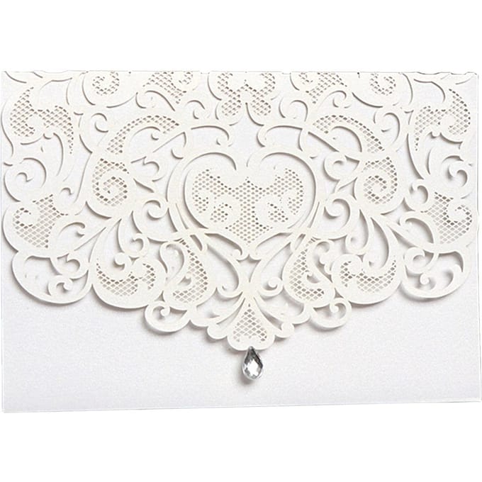 25PCS uitgehold trouwkaarten kaarten met enveloppen strass voor bruiloft bruids douche 25PCS wit