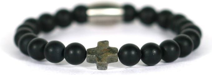IbizaMen KIDS - pyrite kruis matte onyz 6mm - 16cm
