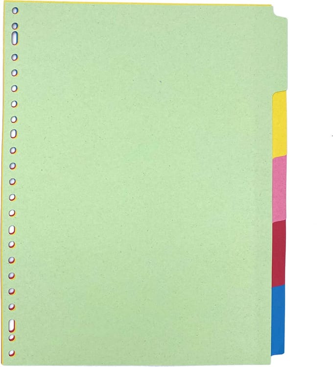 DULA Tabbladen gekleurd karton - 5 tabs - A4 - 23 gaten - 5 kleuren