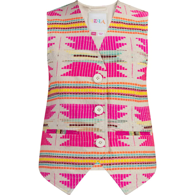 IZIA Waistcoat Meisje Roze Inca-patroon