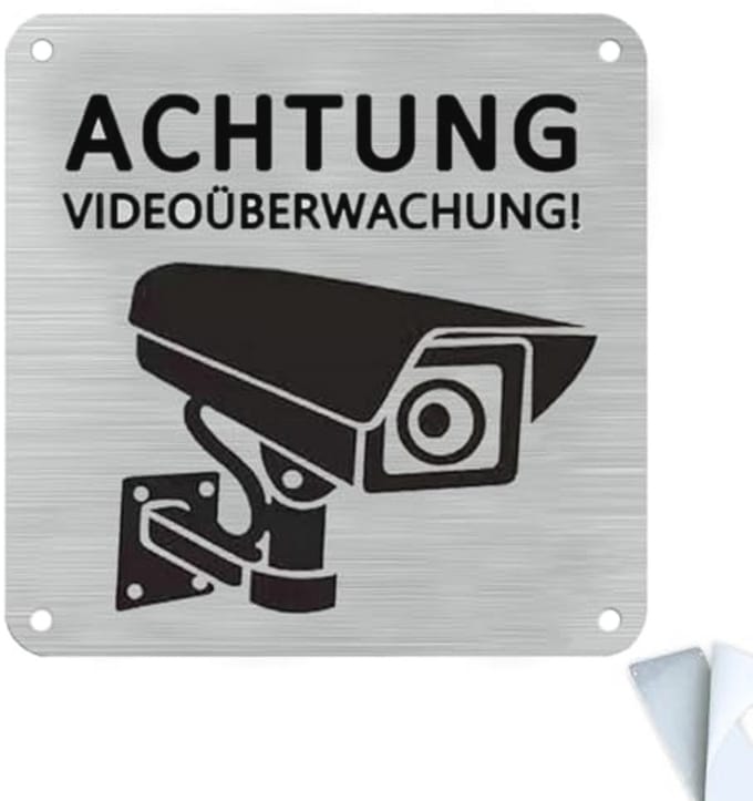 Oplettendheid Videobewaking Schild - Waarschuwingsbord 15x15 cm