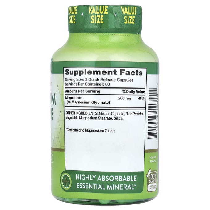 Nature's Truth, Magnesium Glycinaat, Gekeleerd, 120 Snel Oplossende Capsules