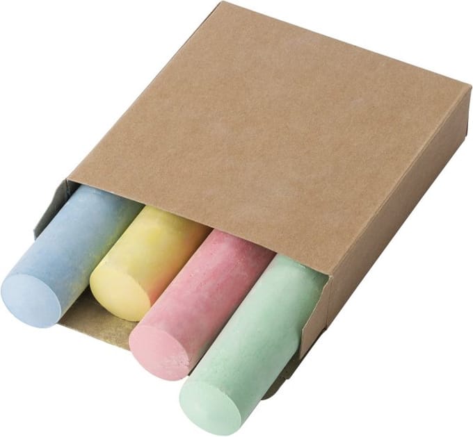 12 Stuks - Stoepkrijt (4st) in kartonnen box - Promopack - Ideaal uitdeelcadeau