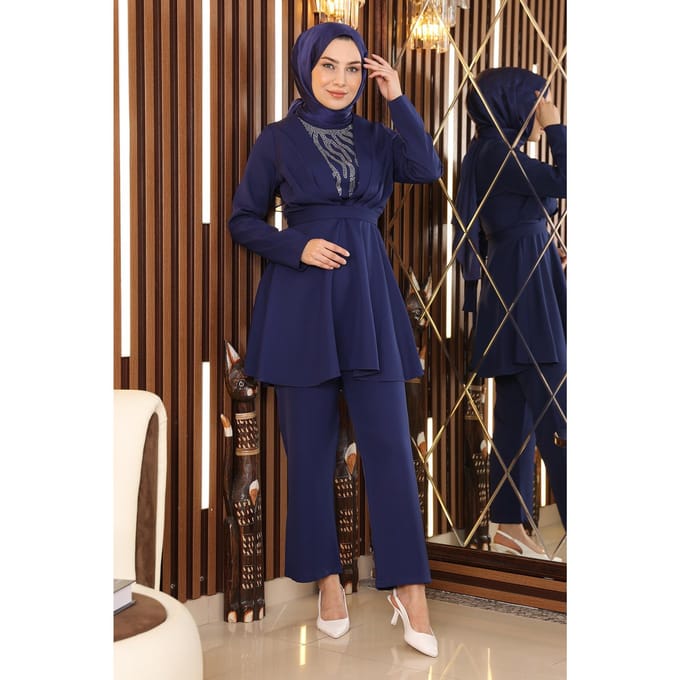 Steen Detailed Met riem Pak Indigo