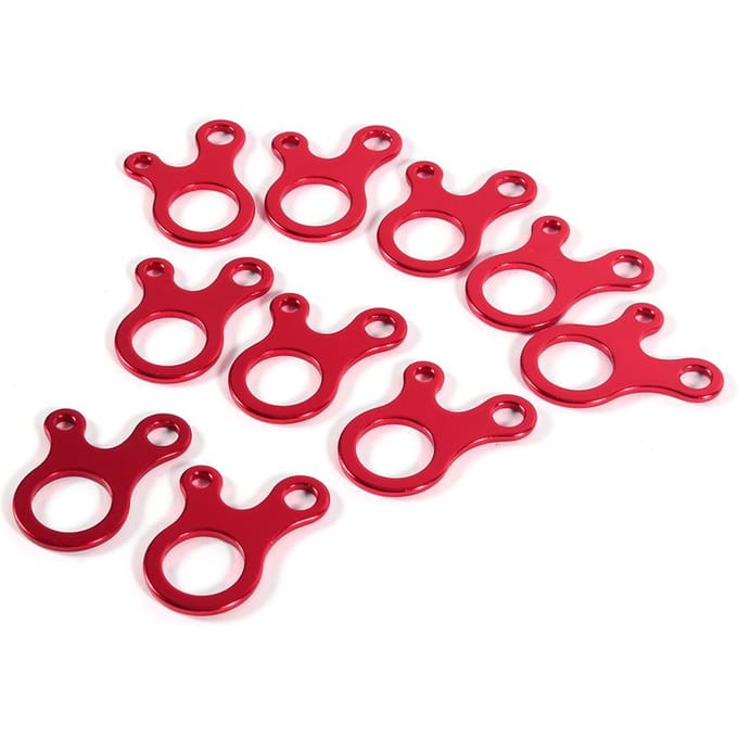 10 stuks aluminium kampeerluifelkoord, touwspanner, scheerlijn, haak, hanger rood