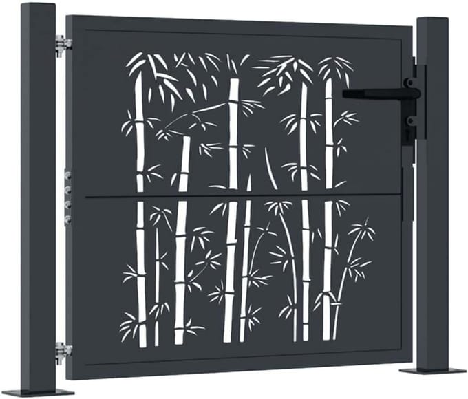 Tuinpoort met Bamboe-uitstraling 100x100 cm Antraciet Staal