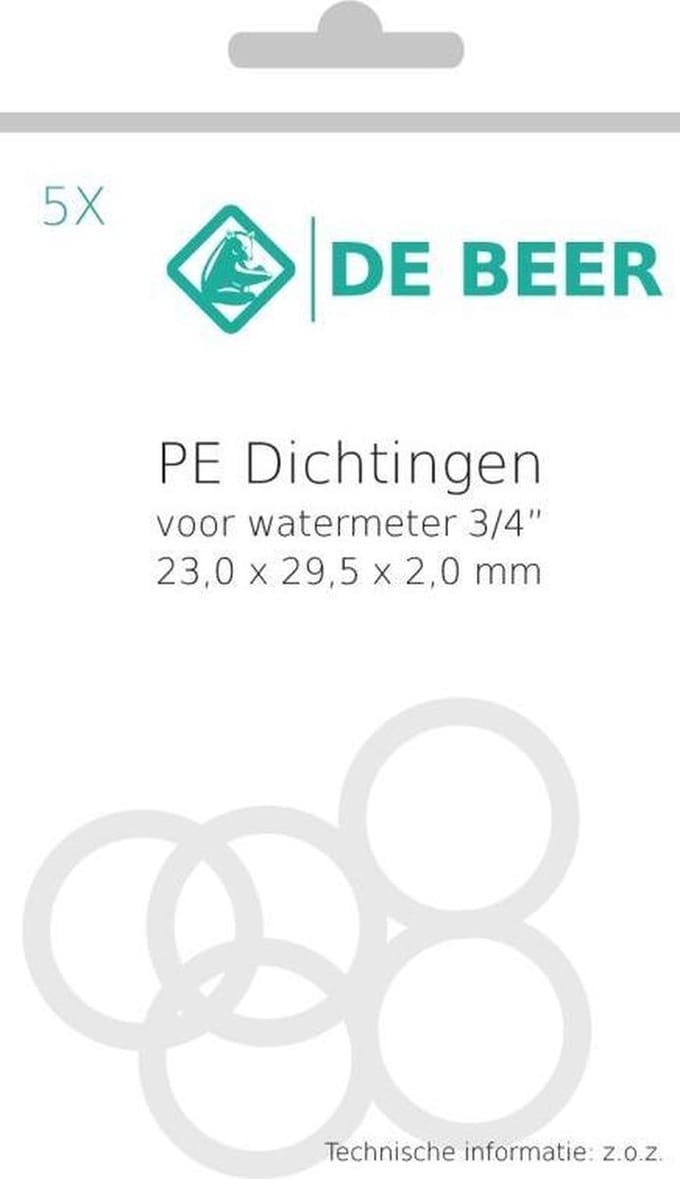 De Beer pakkingring PE dichtingsring voor watermeter 3/4"