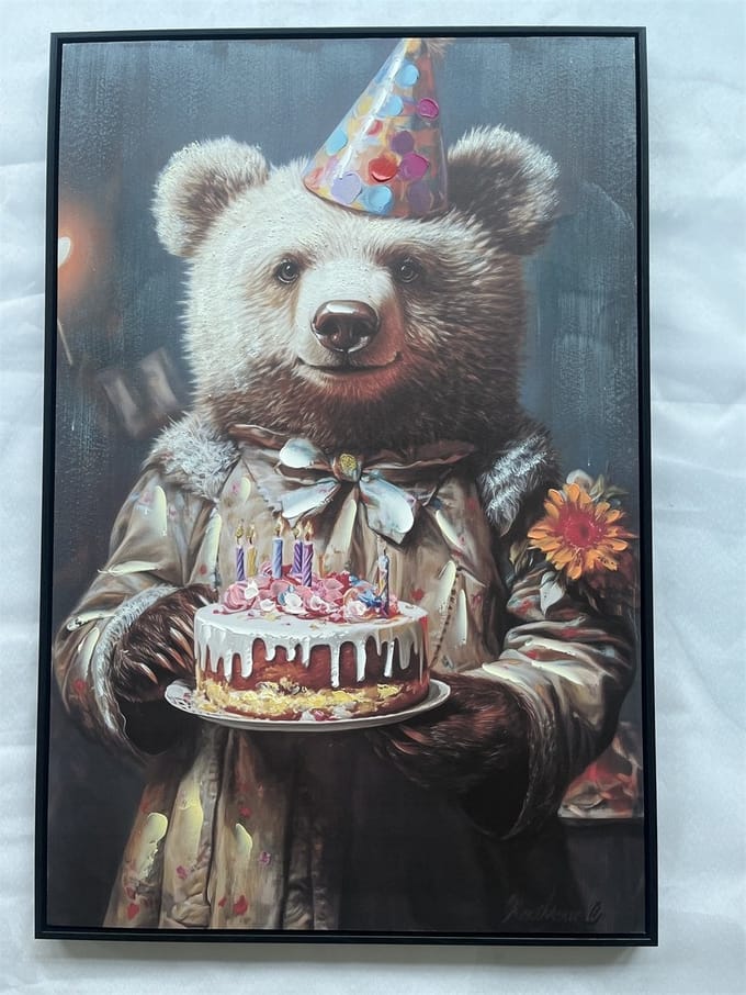 Schilderij birthday bear 60x90cm