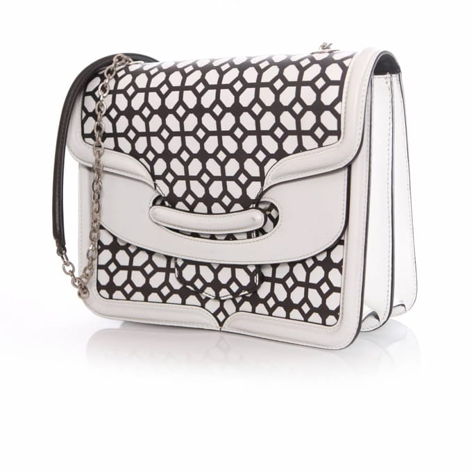Alexander McQueen, Heroine zwart-witte schoudertas.