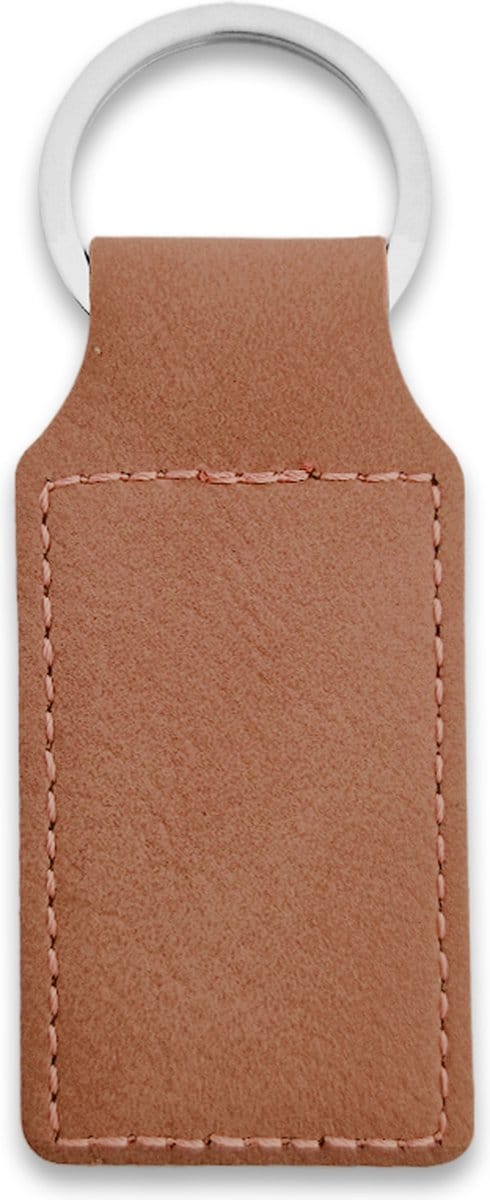 CombiCraft Blanco leren sleutelhanger rechthoek 33x70mm bruin - 5 stuks