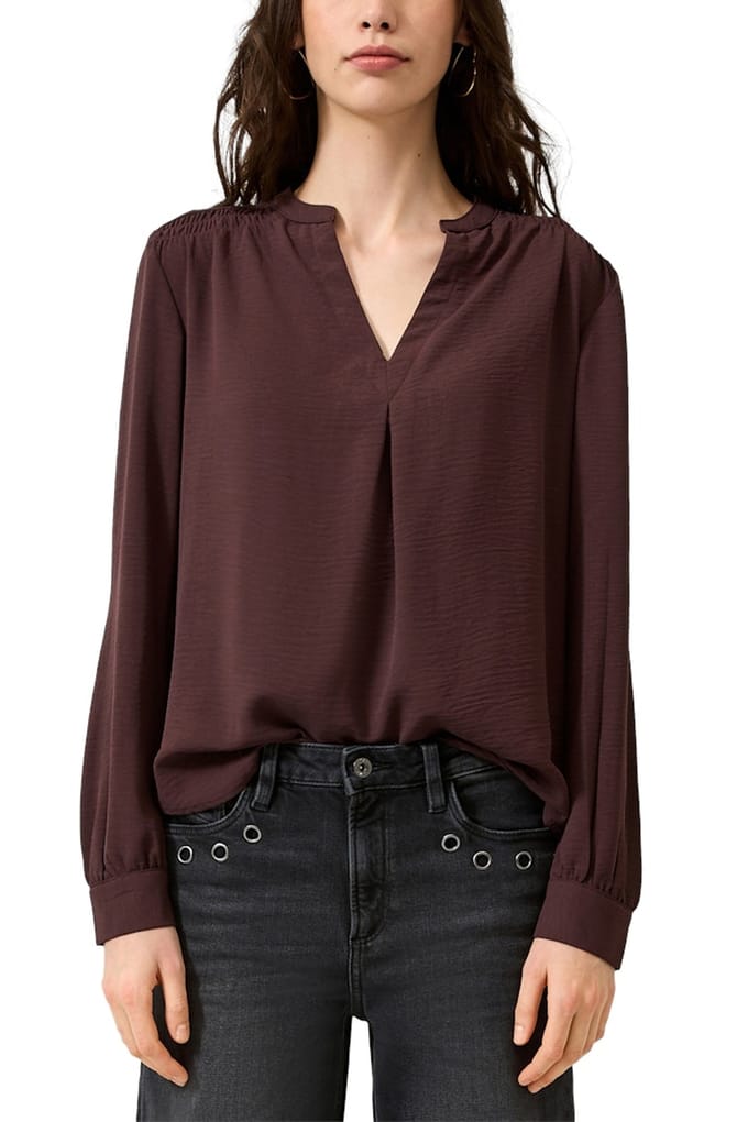 Blouse tuniek met smockdetails op de schouders dames QS