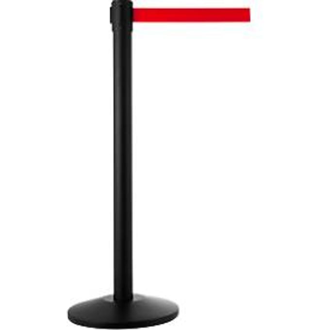 Afzetpaal met staander, zwart, trekband rood