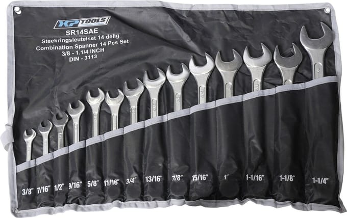 Steekringsleutel set - Inch maten - 14 delig - Ringsteeksleutel set - XP Tools