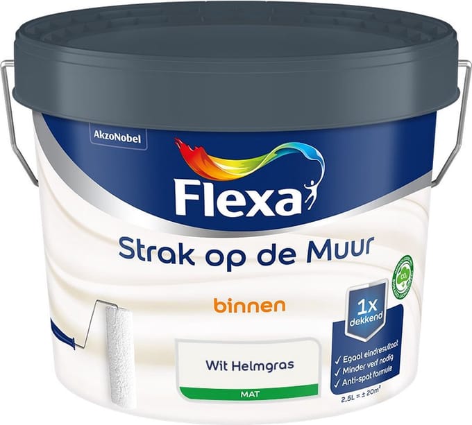 Flexa - Strak Op De Muur Binnen Mat - Wit Helmgras - Mengverf - 2,5 L