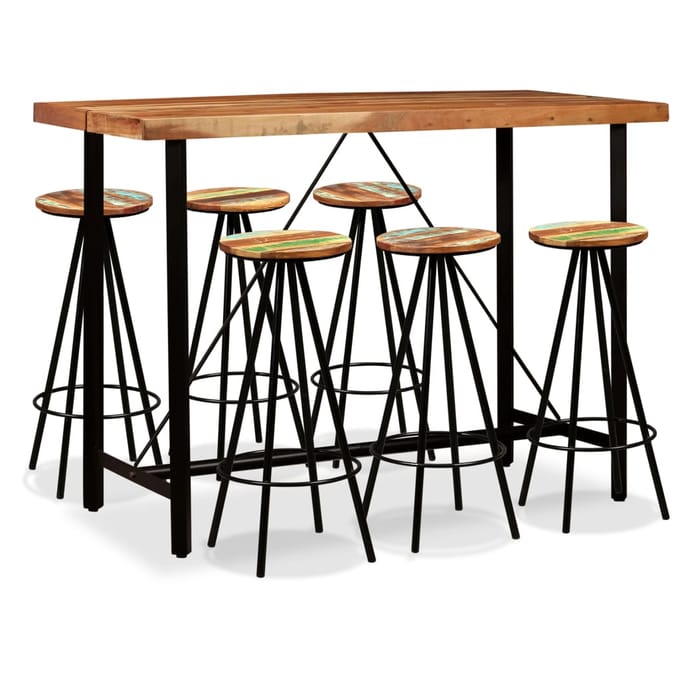 vidaXL - 7-delige - Barset - massief - acaciahout - en - gerecycled - hout