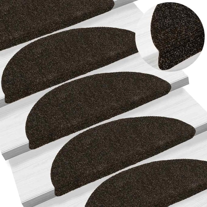 vidaXL - Trapmatten - Zelfklevend - 30 - stuks - 56x17x3 - cm - Donkerbruin - Halfrond