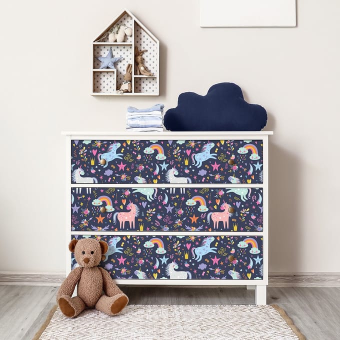 Sticker voor kindermeubels - Eenhoornwereld - 60 x 90 cm