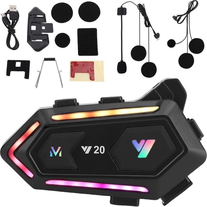 Bluetooth Motorfiets Helm Communicatieset met Ruis Onderdrukking en RGB Verlichting