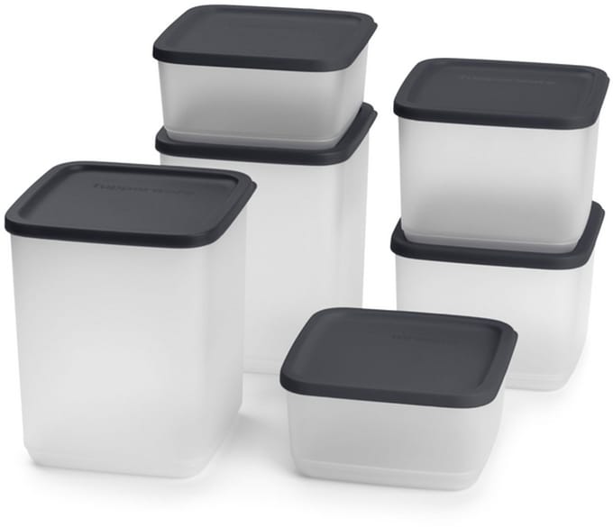 Tupperware Cubix Set Zwart (6 stuks) — voorraad bakjes