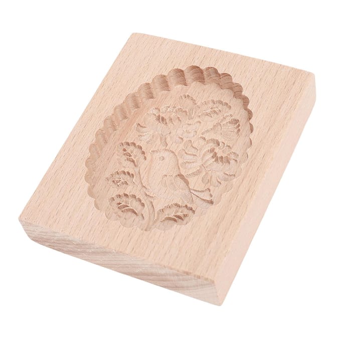 Houten Koekjesvorm Gesneden Vogelpatroon Multifunctionele Koekjespers Stempelvorm Bakgereedschap L(for 6.5-9kg) beige