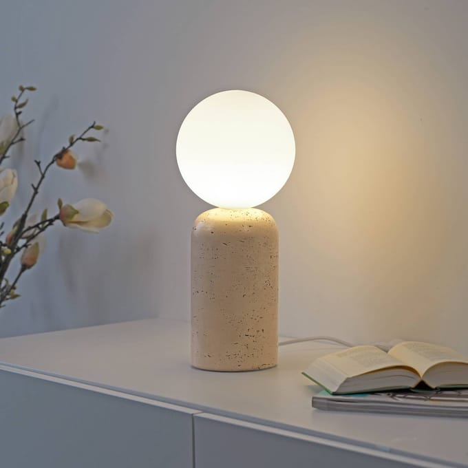 Schöner Wohnen tafellamp Traventa, beige/wit, G9