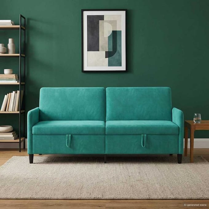 vidaXL - Sofa - met - Opbergruimte - Turquoise - 192 - x - 78 - x - 87 - cm - Polyester