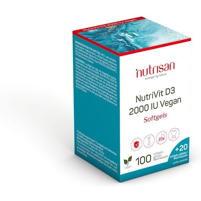 Nutrisan Nutrivit D3 2000 IU Vegan Softgels 100+20 Zachte capsules