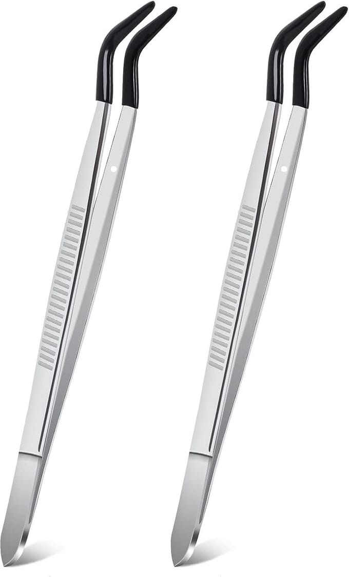 Rubberen Gebogen Tip Pincet - 2 Stuks PVC Gecoat en Niet Marring voor Lab en Sieraden