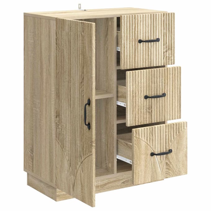 vidaXL - Dressoir - met - lade - Sonoma - Eiken - 66 - x - 34,5 - x - 87 - cm - Bewerkt - hout