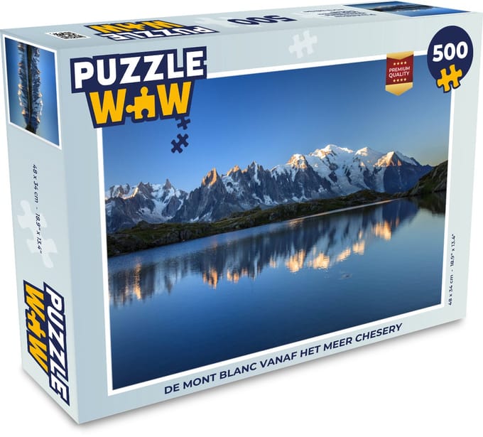 Puzzel De Mont Blanc vanaf het meer Chesery - Legpuzzel - Puzzel 500 stukjes