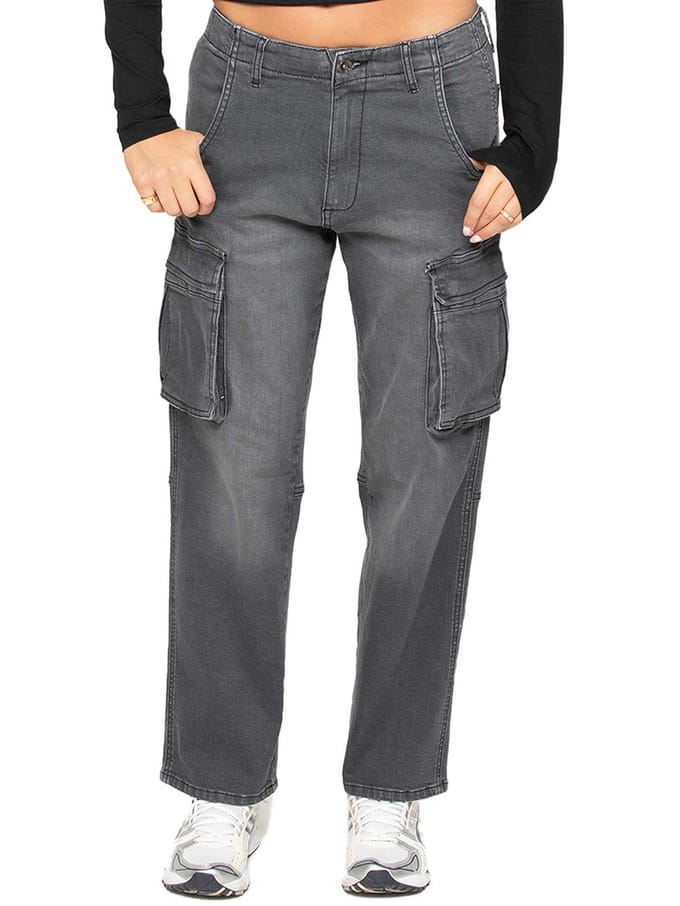 Enzo | Womens Cargo Straight Leg Jeans