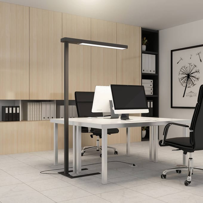 Arcchio LED kantoor vloerlamp Susi, zwart, sensor, touchdimmer