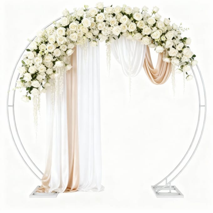 FATIVO bruiloft sboog - Dubbele Hoepel - Metalen rozenboog wit - 244x215cm
