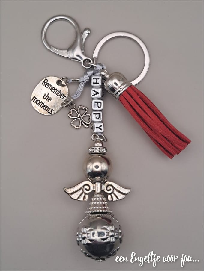Geluksengel sleutel/tashanger, Geluksengel, Guardian Angel, HAPPY Engel
