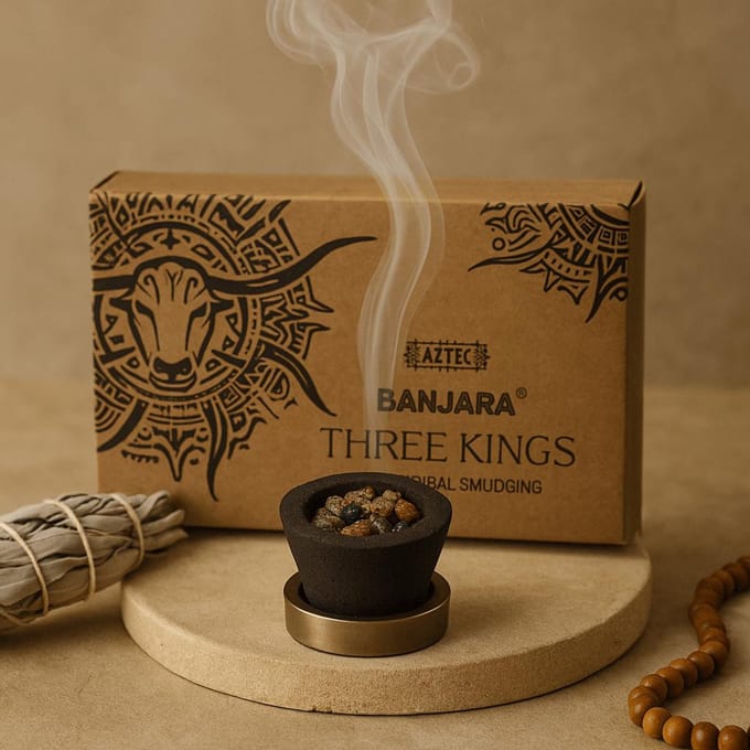 Banjara - Three Kings - Drie koningen - Hars Wierook - Houtskool Bekers
