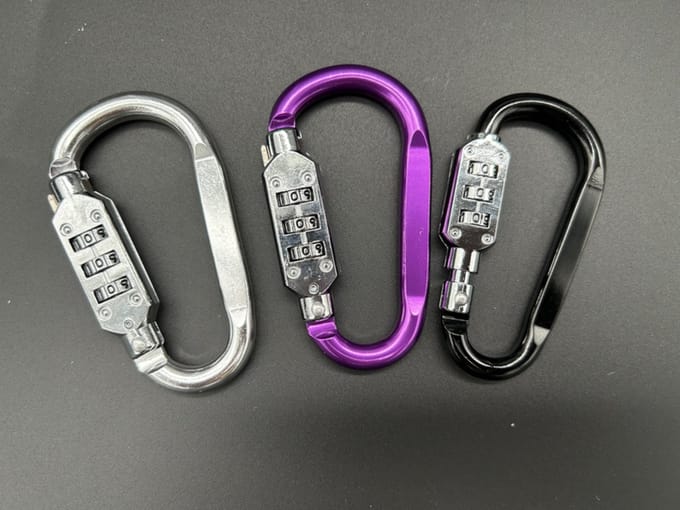 Cijferslot metaal - Karabijnhaak voor escaperoom (set van 3 stuks)