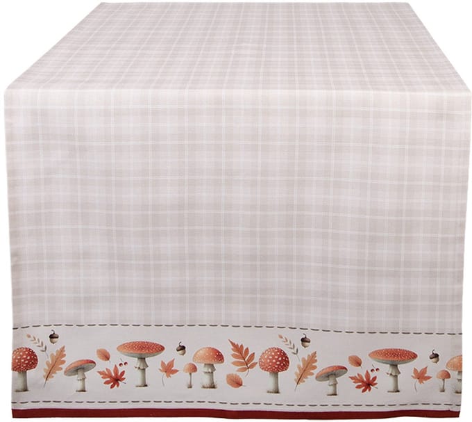 Clayre & Eef Tafelloper 50x140 cm Beige Katoen