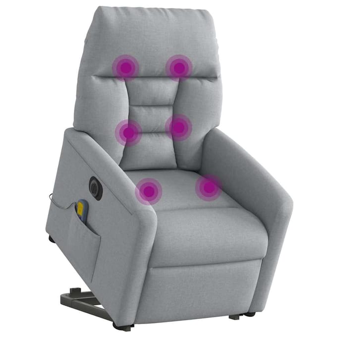 vidaXL - Sta-op-massagestoel - elektrisch - verstelbaar - stof - lichtgrijs