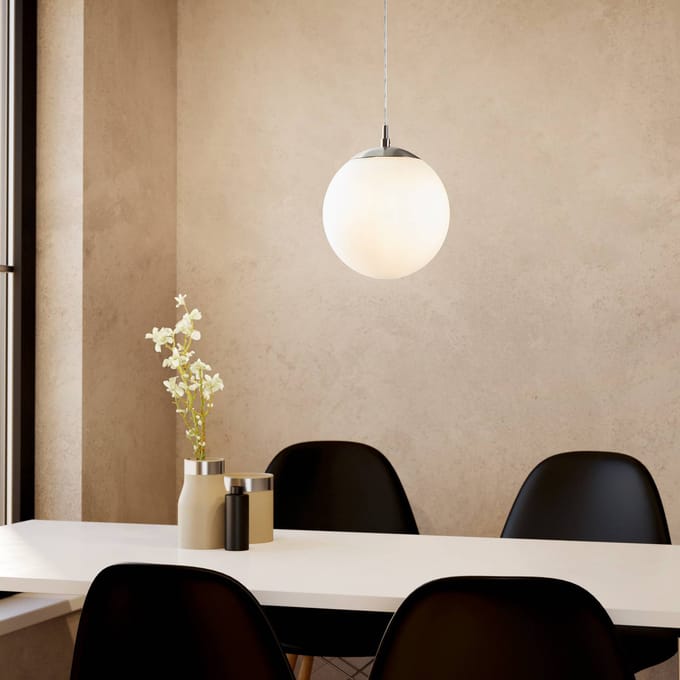 EGLO Rondo - Hanglamp - 1 Lichts - Ø200mm. -Nikkel-Mat - Wit