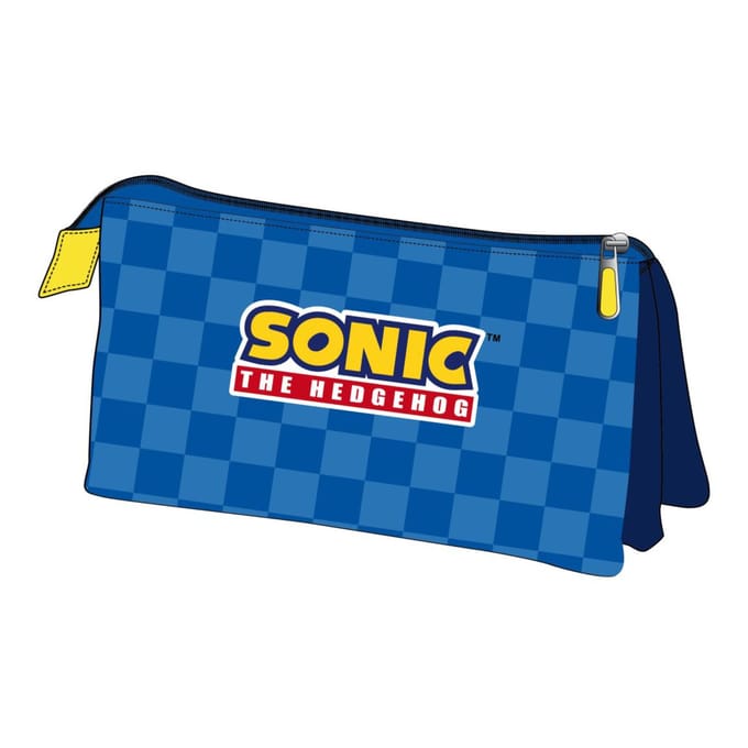 Sonic the Hedgehog Etui met 3 Vakken – Blauw School Etui voor Jongens