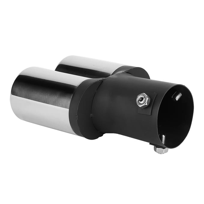 Stainless Steel Universal Car Modified Double Exhaust Pipe Rear Muffler Tip Tail Throat black