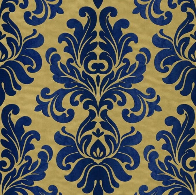 Behang barok blauw goud rasch 546125