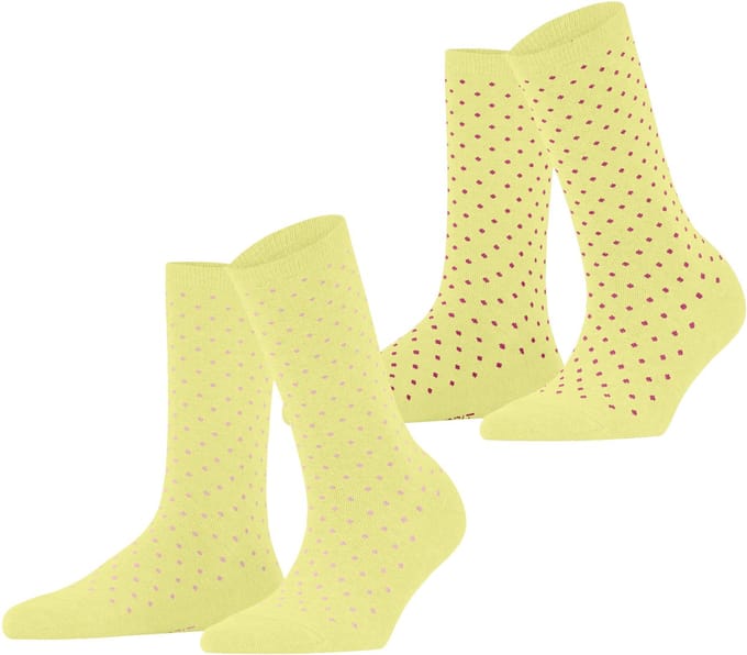 Esprit Fine Dot 2-Pack gedessineerd katoen multipack sokken dames geel - maat 35-38