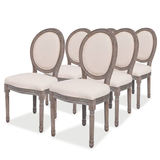 vidaXL - Eetkamerstoelen - 6 - st - stof - crèmekleurig