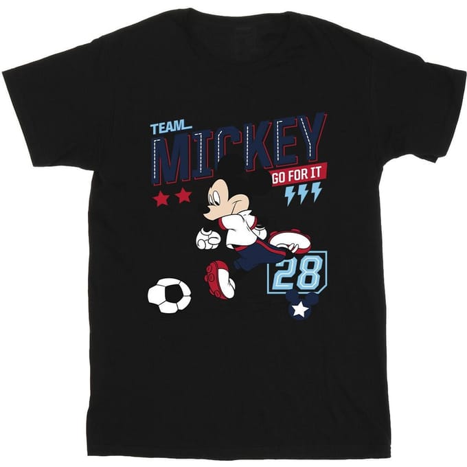 Disney Jongens Mickey Mouse Team Mickey Voetbal T-shirt (Zwart)