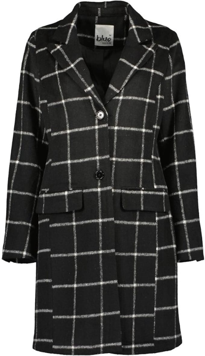 Blue Seven - Jas 291096 zwart ruit lang model - maat 40
