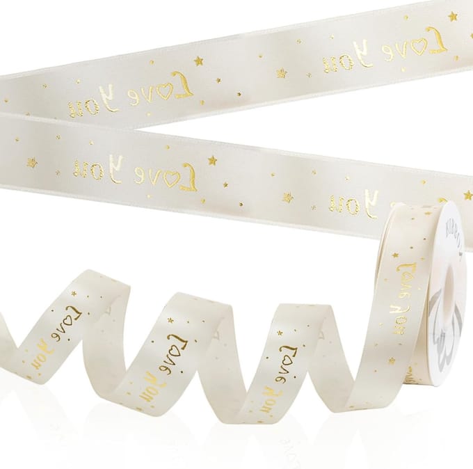Satin Hartlint 25mm x 29m voor Bruiloft Decoratie, Doop, Valentijnsdag en DIY Cadeaus